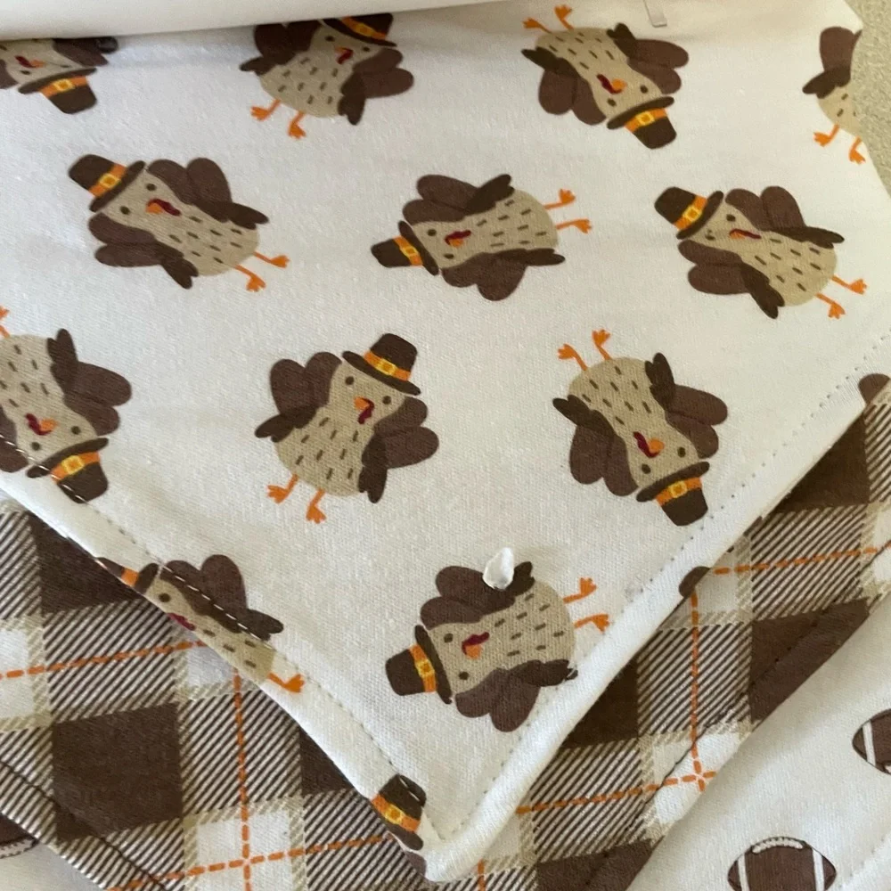 Hudson Baby Thanksgiving Theme Bibs and Hats Set 0-6 Months